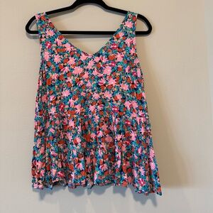 LOFT Multicolor Floral V-Neck Top